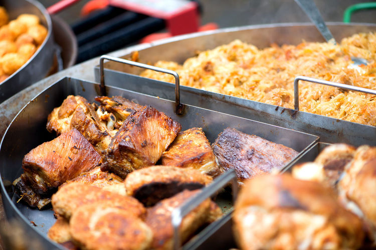Close-up of fried food in tray