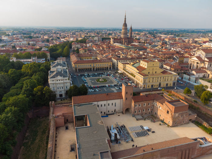 Aerial view of novara in italy with its famous san gaudenzio dome