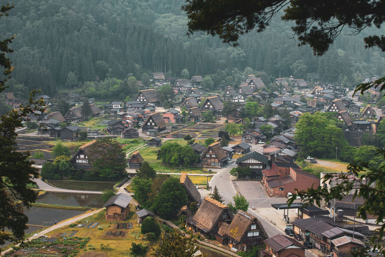 High angle view of townscape against buildings