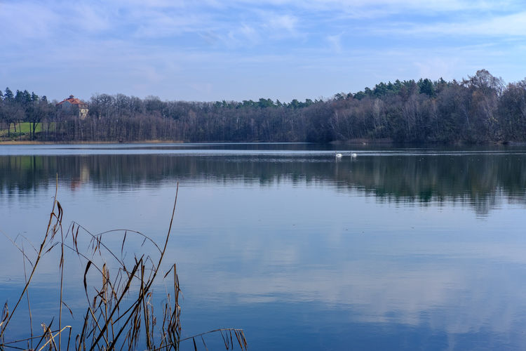 Scenic view of lake against sky