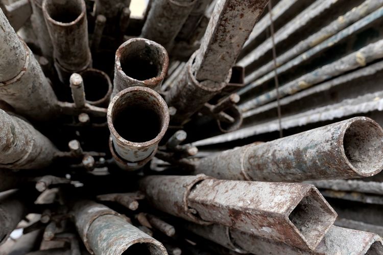 Full frame shot of rusty pipes