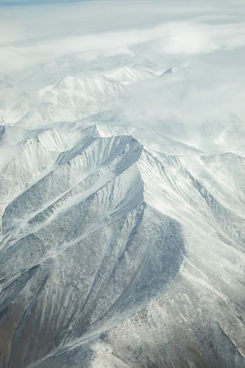 High angle view of snowcapped mountain