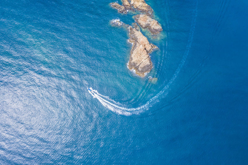 High angle view of swimming pool in sea