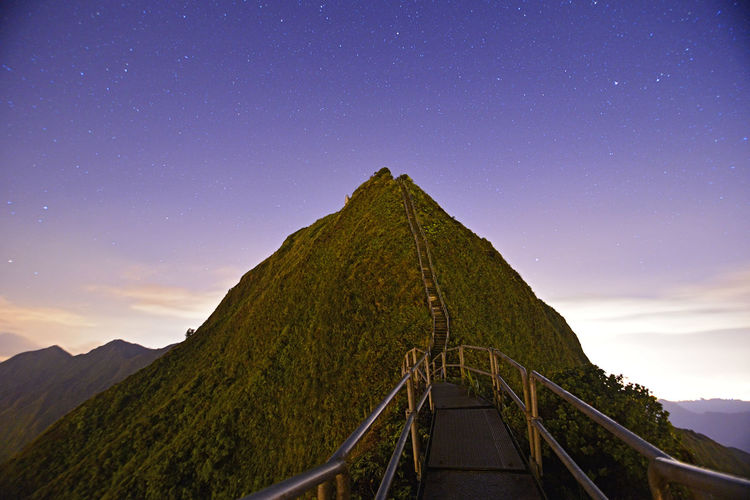  view of haiku stairs against sky at night