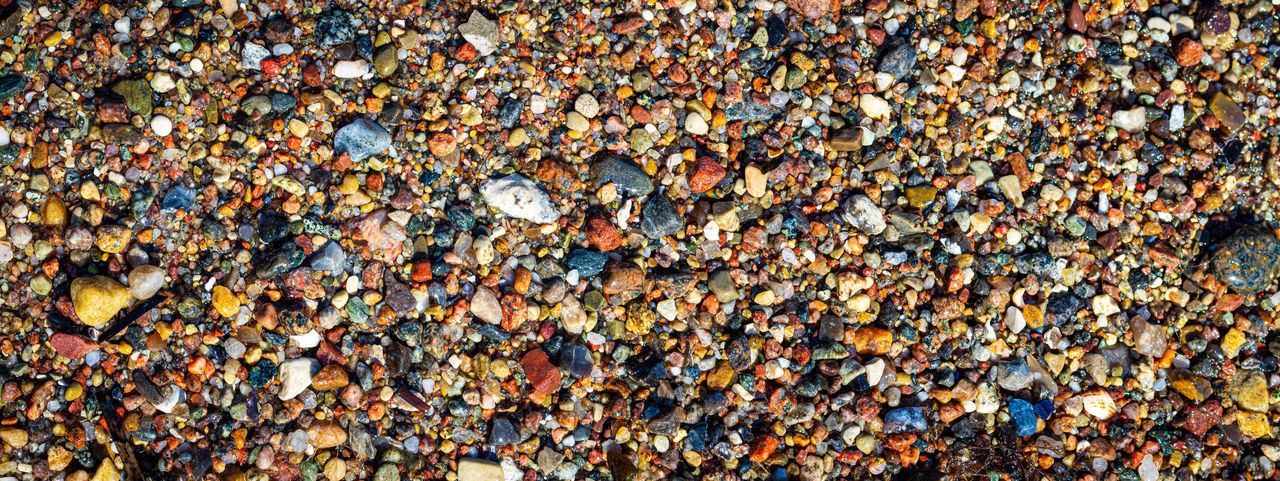 High angle view of pebble on beach
