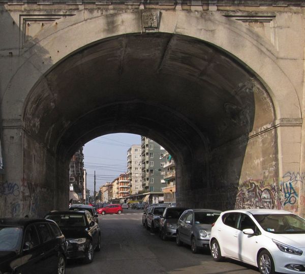 Cars parked on road