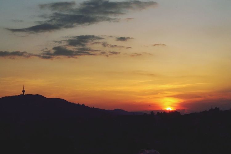 Silhouette of landscape at sunset