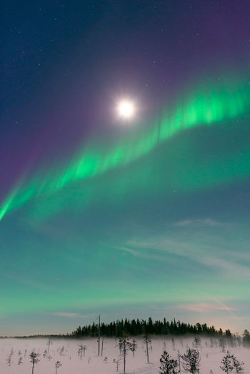 Scenic view of landscape against sky at night