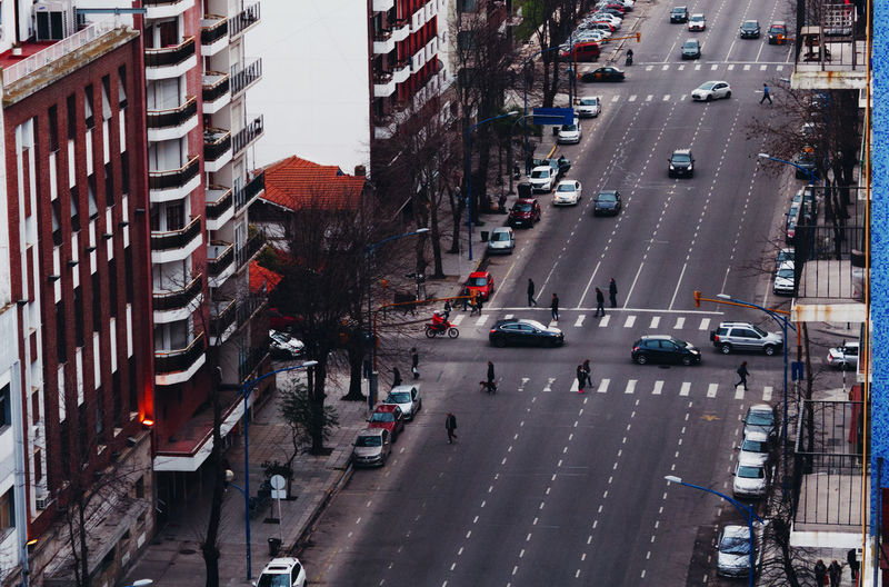 High angle view of traffic on city street