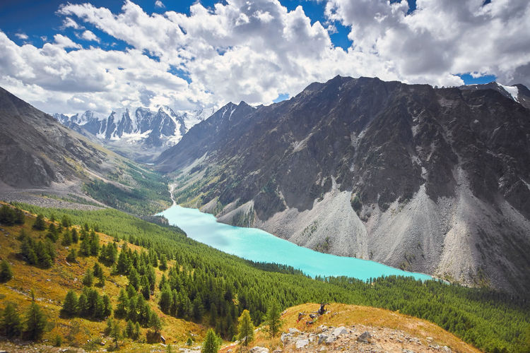 Scenic view of mountains against sky