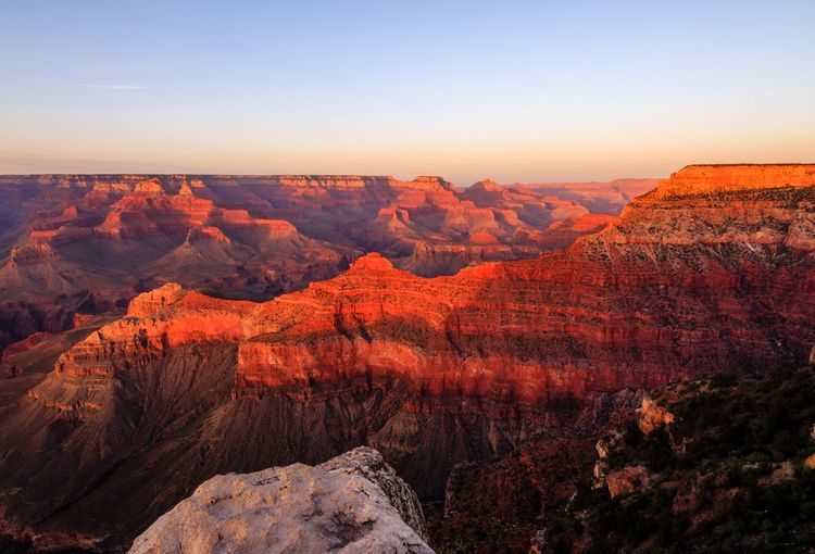 Scenic view of mountains during sunset