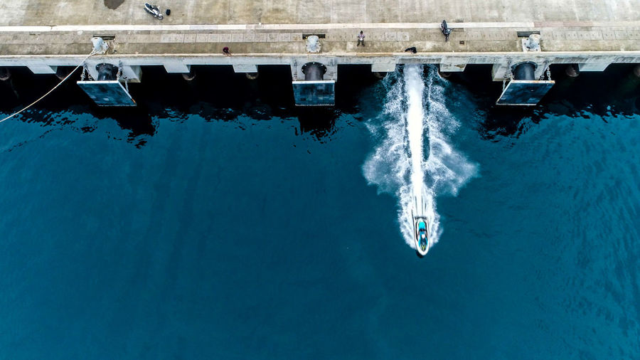 High angle view of  jetsky at harbour