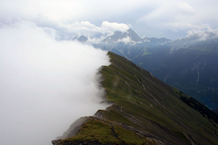 Clouds on rocky landscape