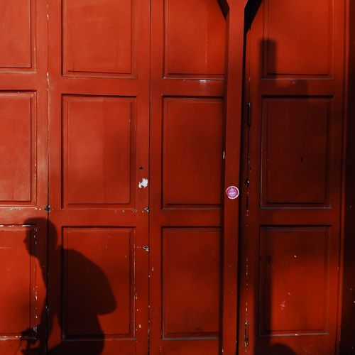 Full frame shot of red door