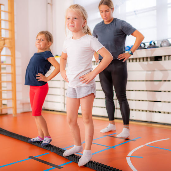 Corrective exercises for children, feet and ankle stabilization, balance improvement