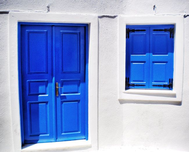 Closed blue door