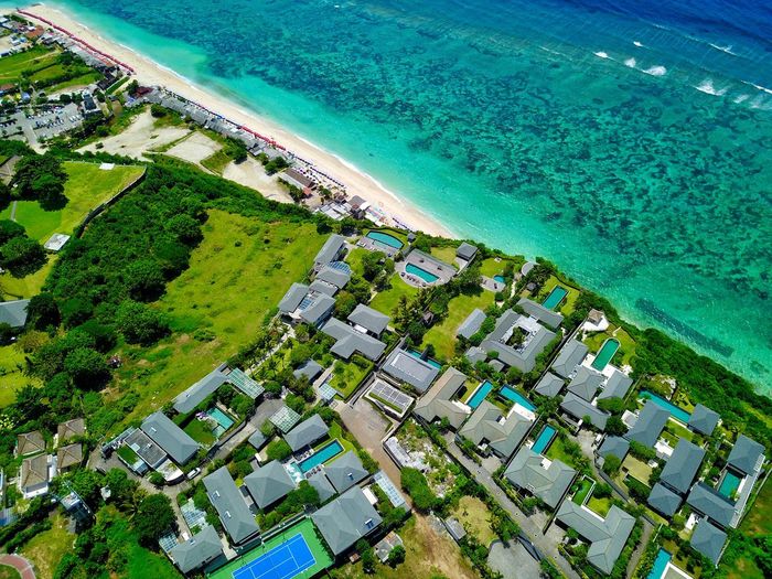 High angle view of buildings in city