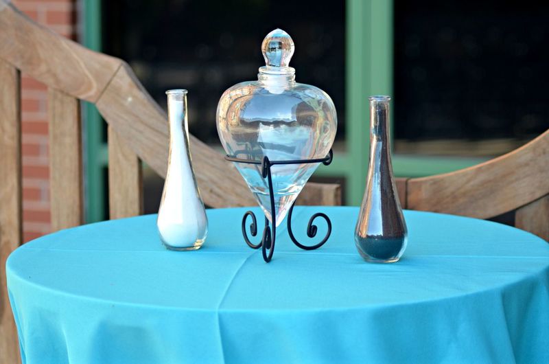 Salt and pepper shaker on table