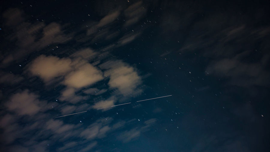 Full frame shot of space station  in sky at night