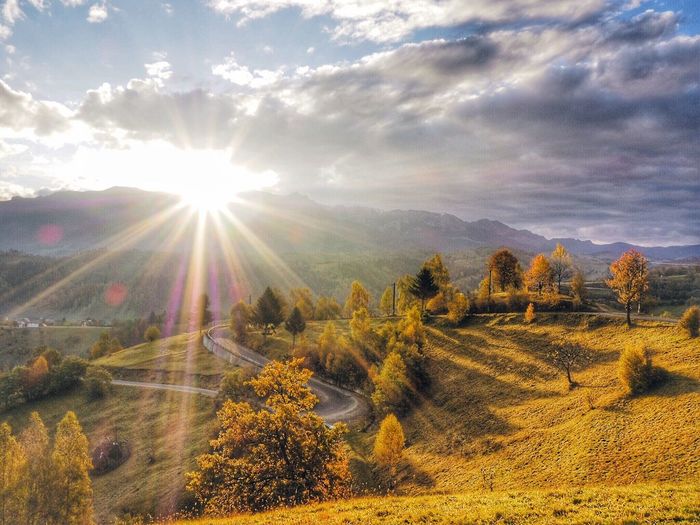 Scenic view of bucegi mountains during sunrise