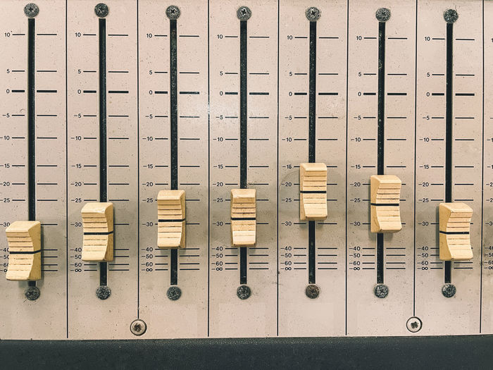 Vintage audio equilzer mixer dials