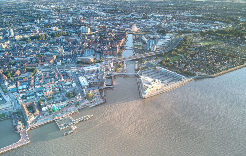 Drone aerial photo of kingston-upon-hull, uk