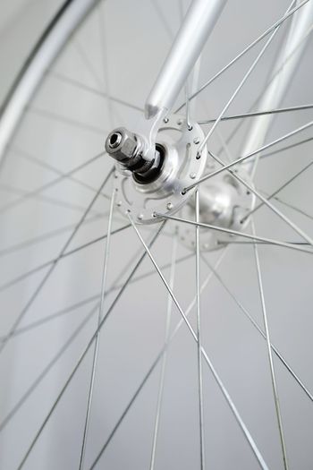 Low angle view of bicycle wheel