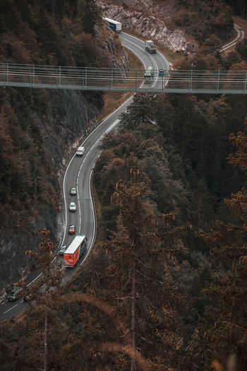 High angle view of cars on road