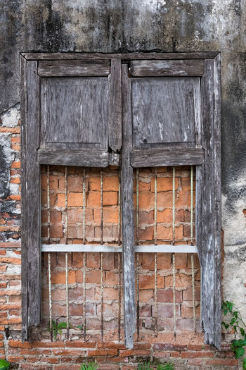 Close-up of abandoned door