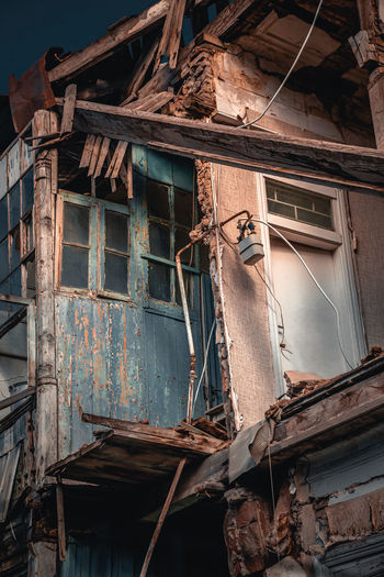 Low angle view of damaged building