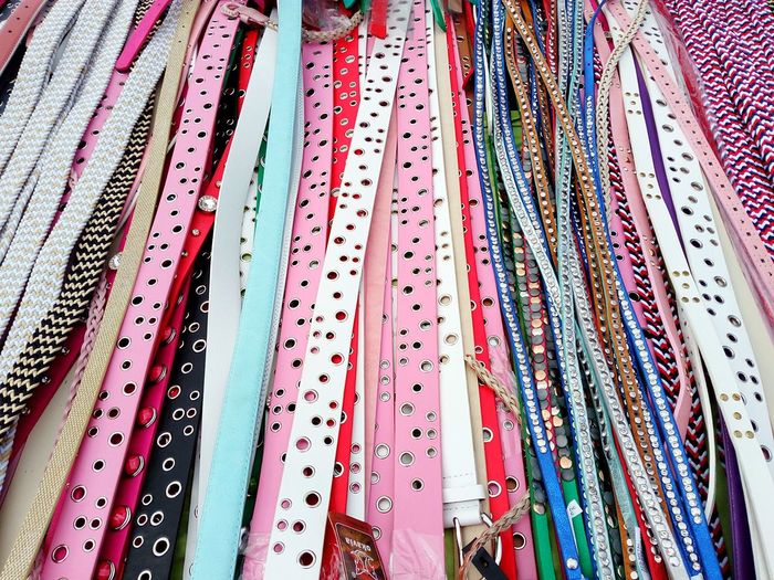 Full frame shot of multi colored belts
