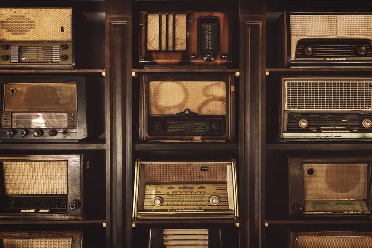 Close-up of vintage radio