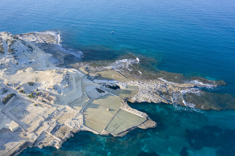 Aerial view of coastal salt basins