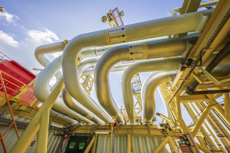 Pipes onboard offshore production platform