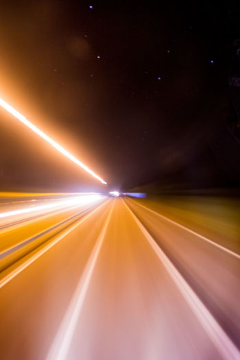 Light trails on highway at night