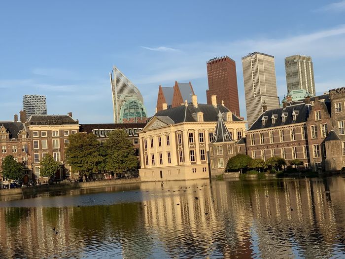 Reflection of buildings in city