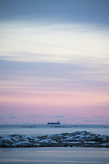 One ship on a winter day in sweden