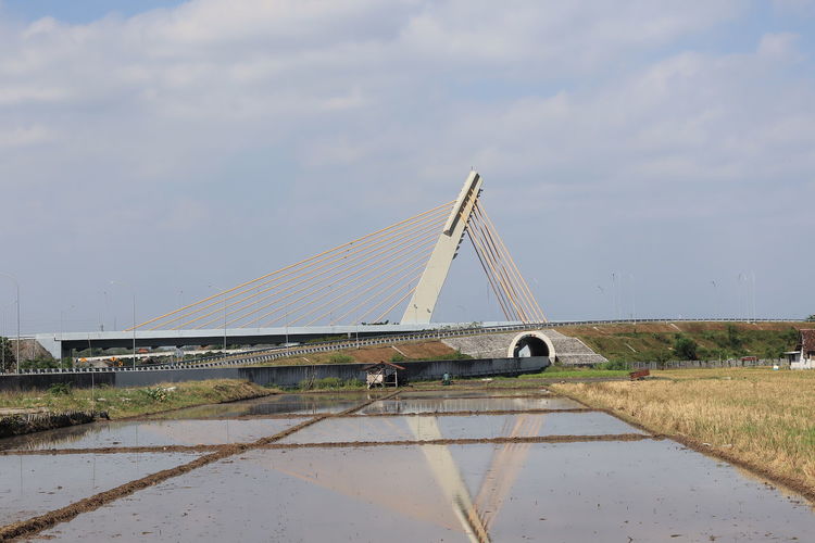 Bridge over river against sky