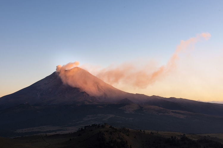 Smoke at popocatépetl volcano in mexico