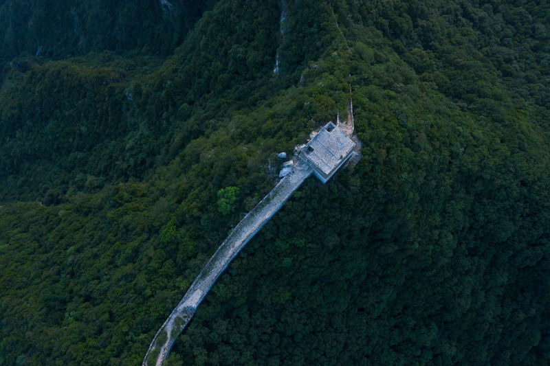 High angle view of the great wall in summer