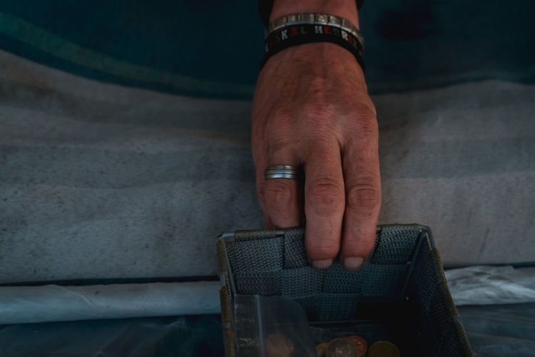 Cropped hand of man holding wallet