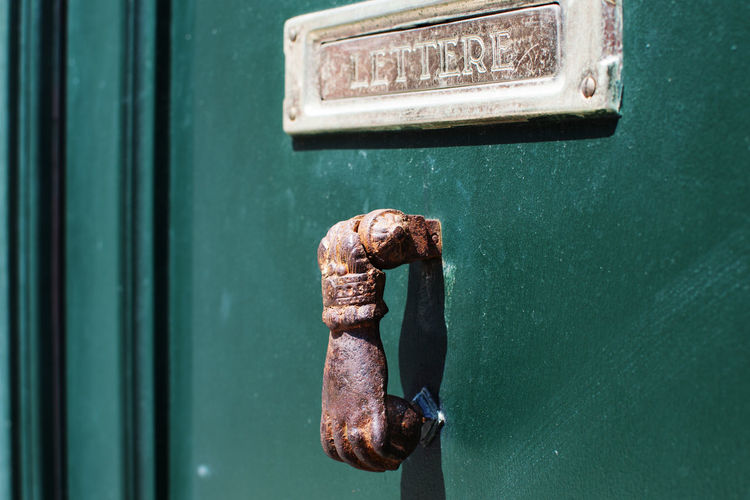 Close-up of old door knocker