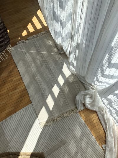 High angle view of shadow on floor at home