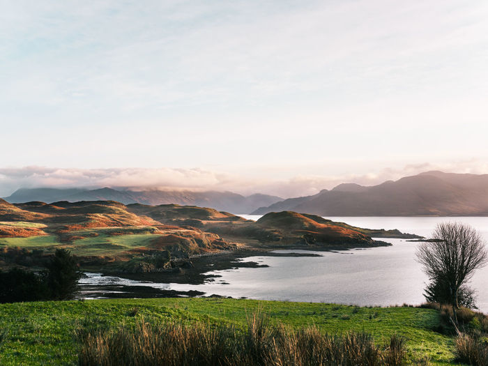 Scenic view of lake against sky