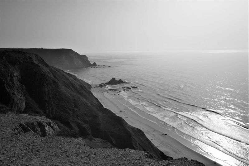 Scenic view of sea against clear sky
