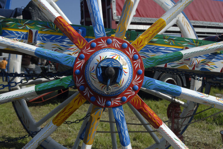 Close-up of multi colored metal structure