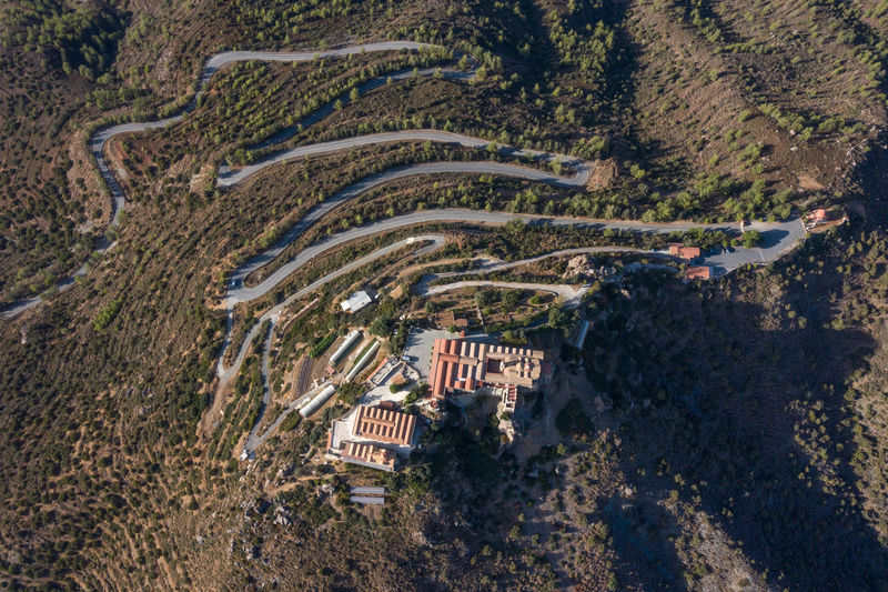 Aerial view of roads on hill
