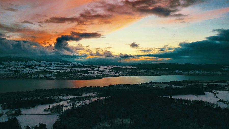 Scenic view of dramatic sky over sea