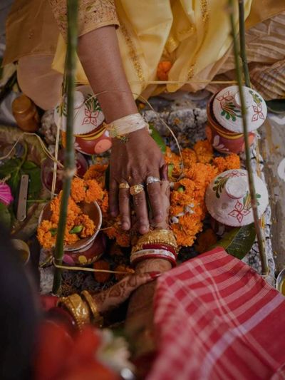 Low section of women with hands