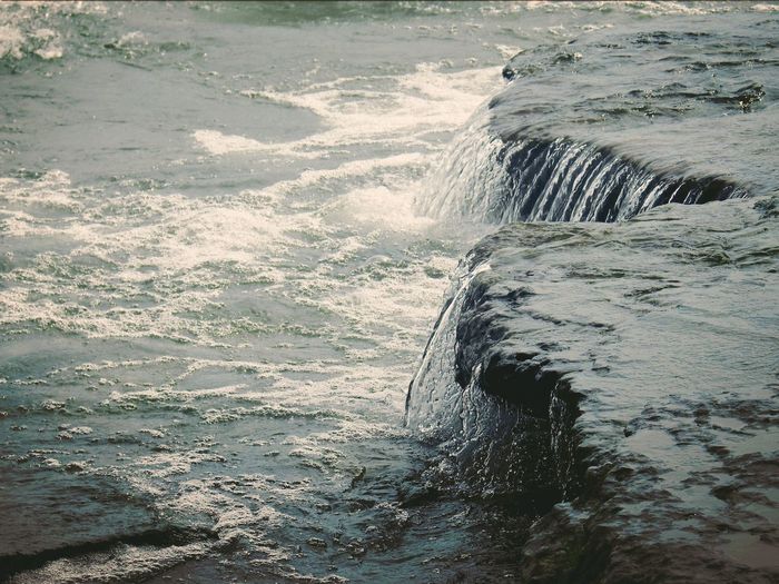 High angle view of waterfall on lake erie